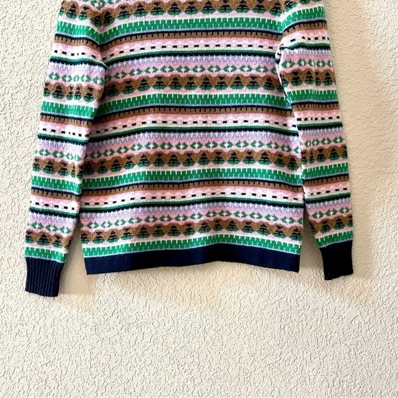 J. Crew Sweater Fair Isle Lambswool Mock Neck Knit Ribbed Pullover Holiday Small - Picture 7 of 11